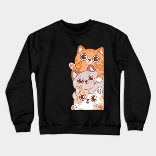 Cute cat pile peeking Crewneck Sweatshirt